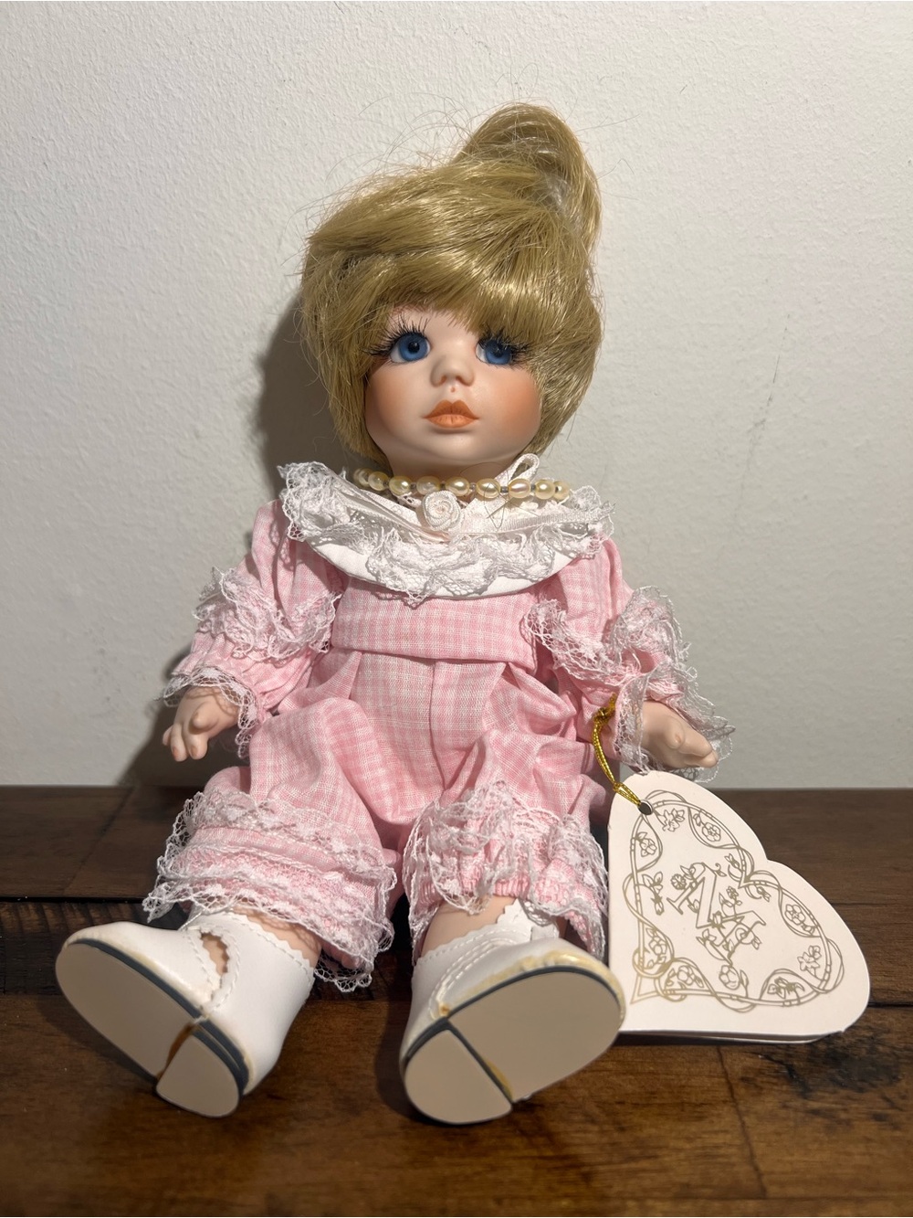 Franklin Mint Heirloom Pink Porcelain Doll